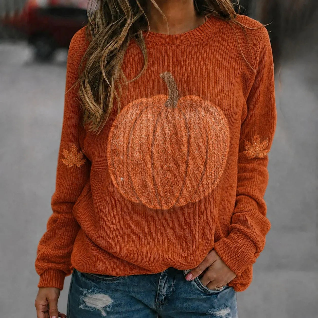 Halloween Ghost Pumpkin Crew Neck Sweater