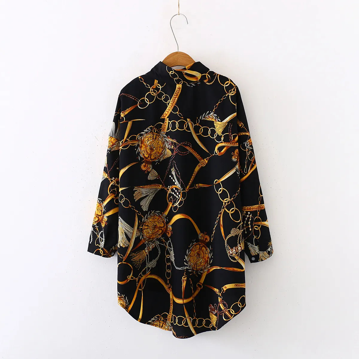 Loose Button Down High Low Hem Casual Tunic Blouse