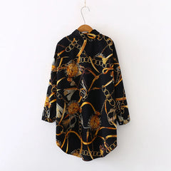 Loose Button Down High Low Hem Casual Tunic Blouse