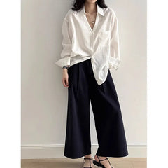 Tencel Pocket Oversized V Neck Shirt