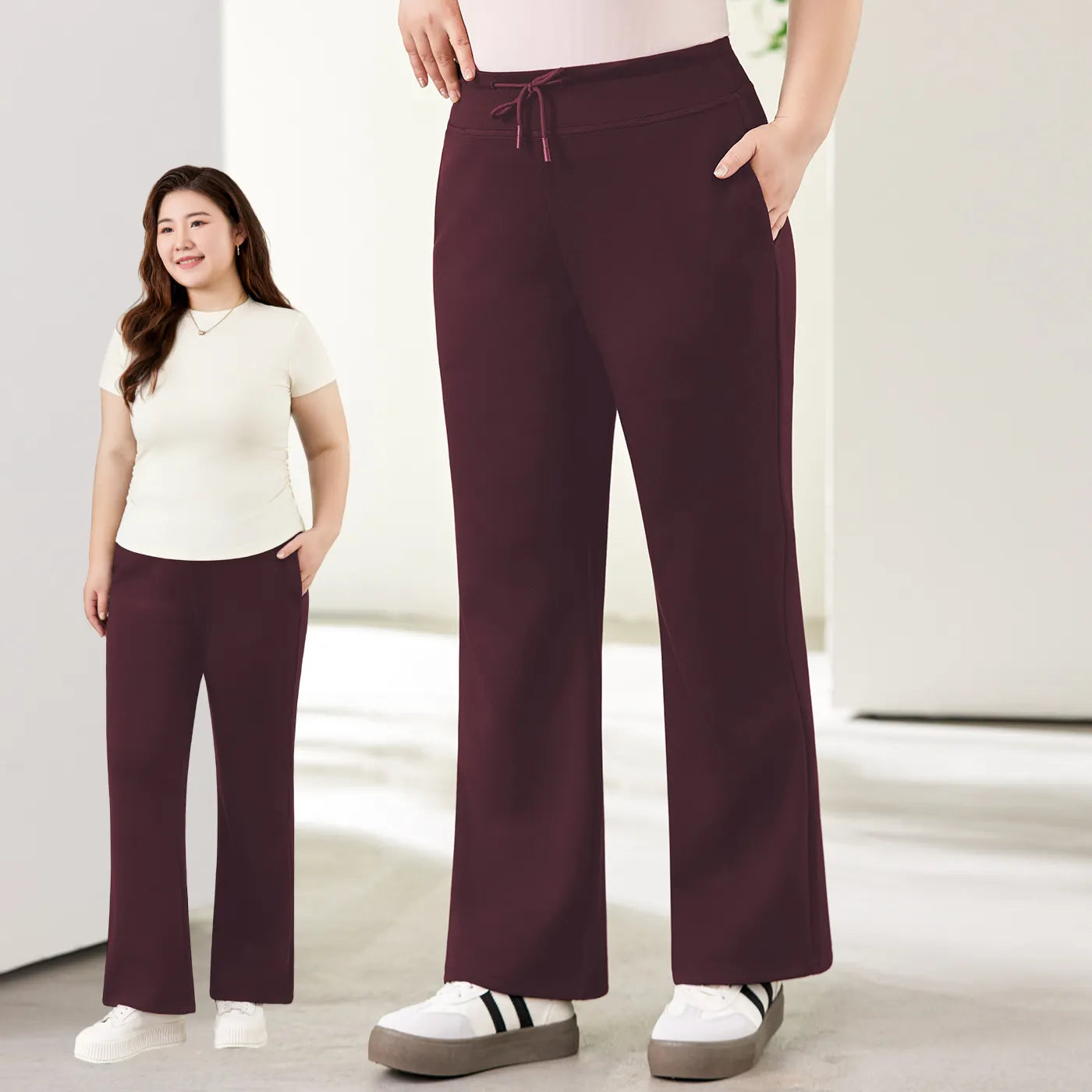 High Waist Plus Size Wide Leg Long Pants