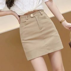 High-Waisted Bodycon Denim Mini Skirt with Built-in Shorts