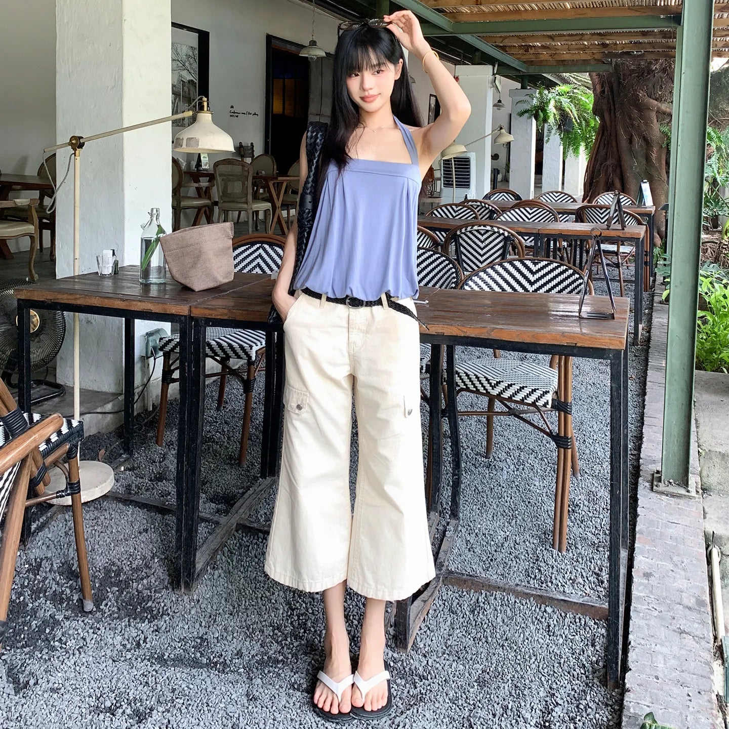 Tooling Pocket Cropped Flare Casual Pants