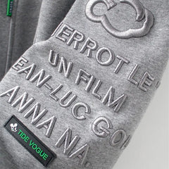 3D Mouse Ear Hood Embossed Letter Oversized Pullover Hoodie Casual Loose Sweatshirt