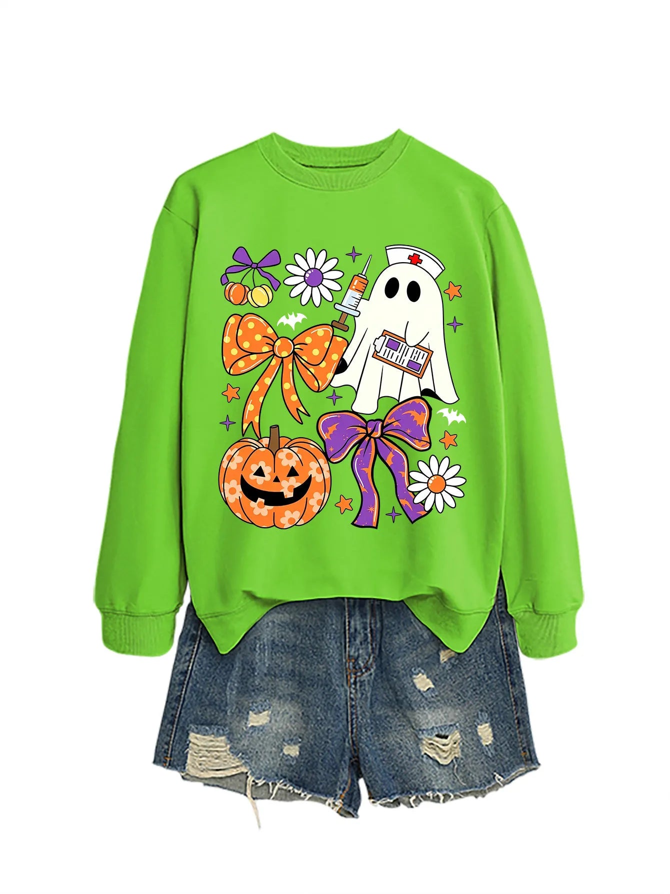 Nurse Ghost Halloween Crewneck Sweatshirt