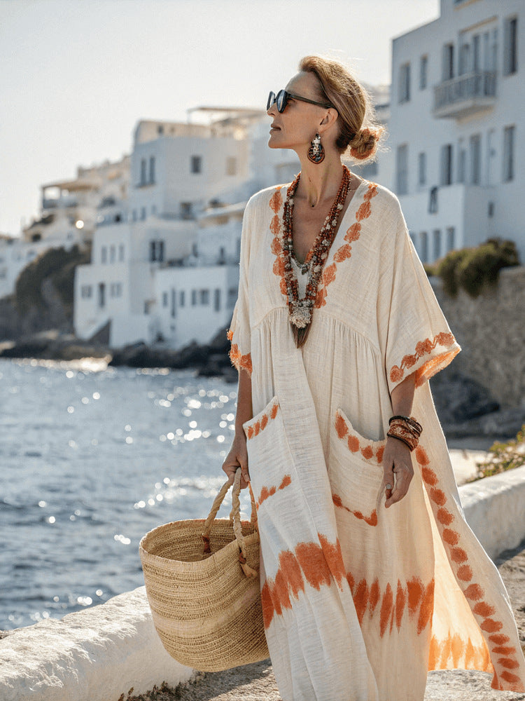 Striped Caftan Maxi Dress
