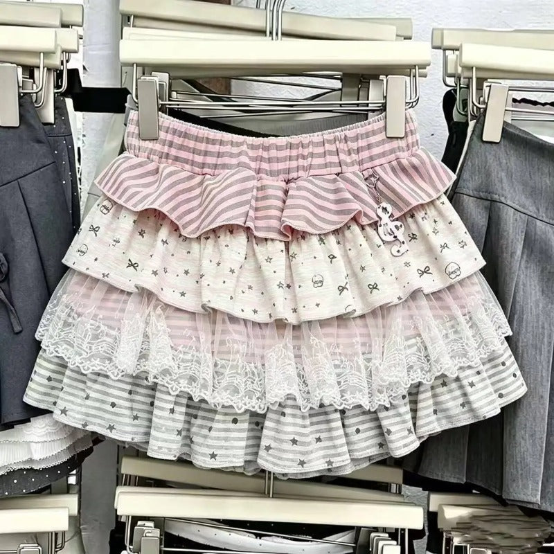 Plaid Tiered Ruffle Mini Skirt