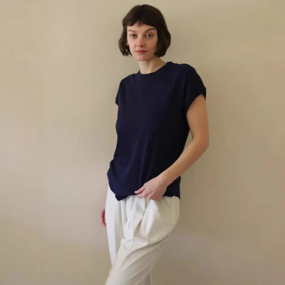 Solid Color Round Neck Short Sleeve Loose Casual T-Shirt