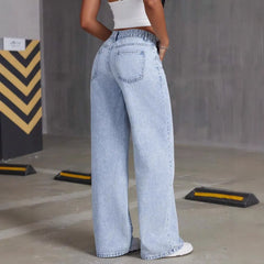 High Waist Casual Distressed Denim Pants
