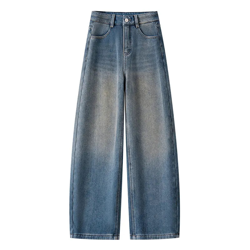 High Waist Washed Wide Leg Jeans