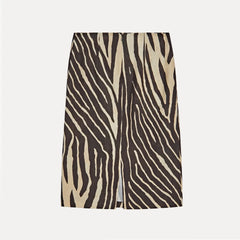 Zebra Print Slim Midi Skirt
