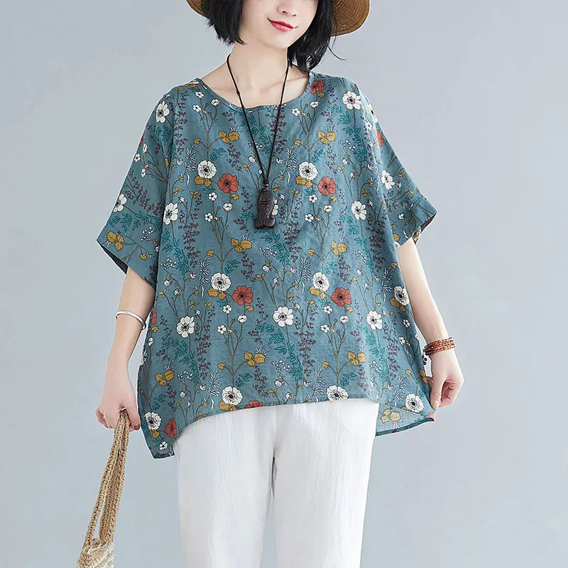 Abstract Print Loose Tunic Top