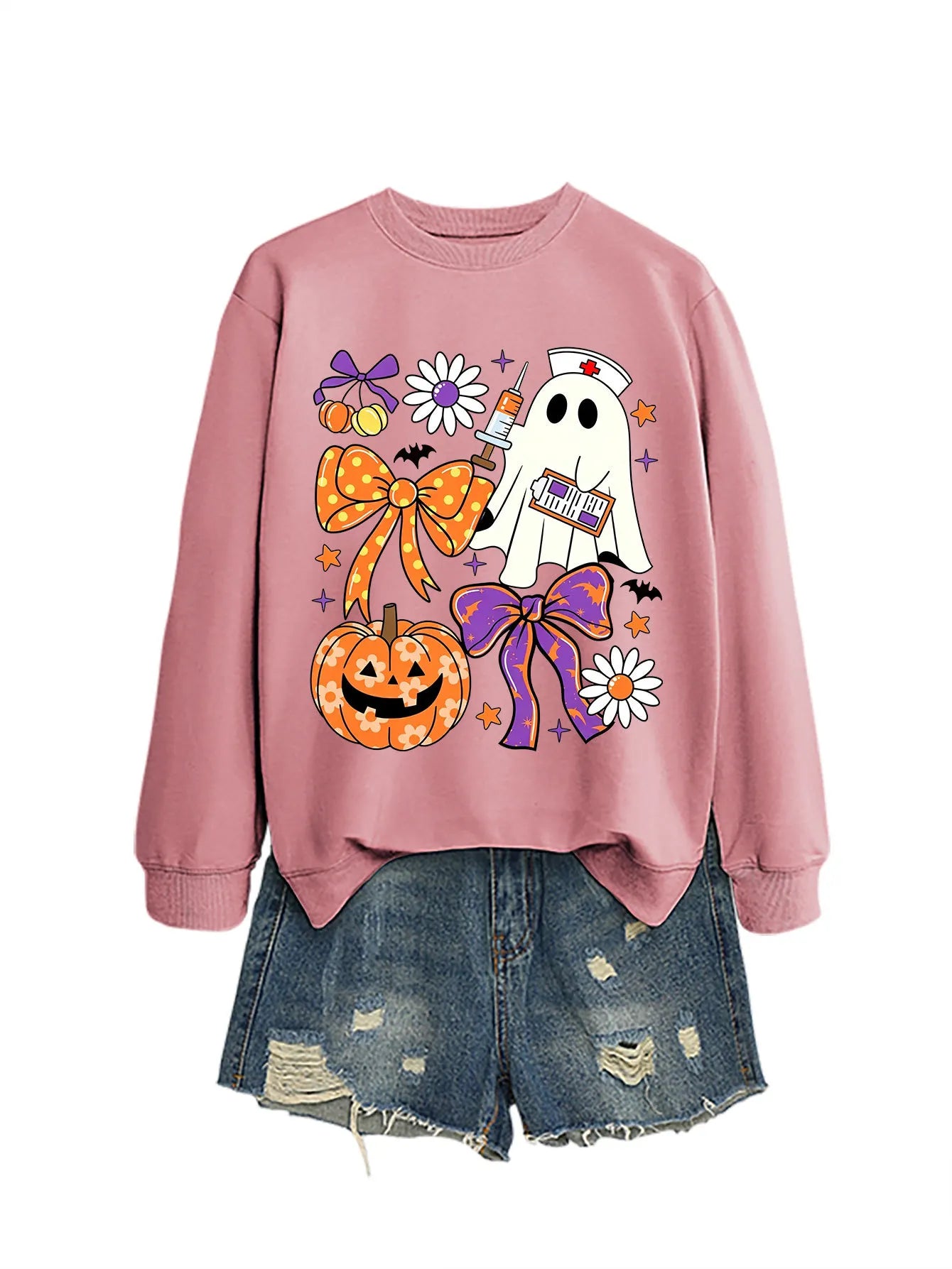 Nurse Ghost Halloween Crewneck Sweatshirt