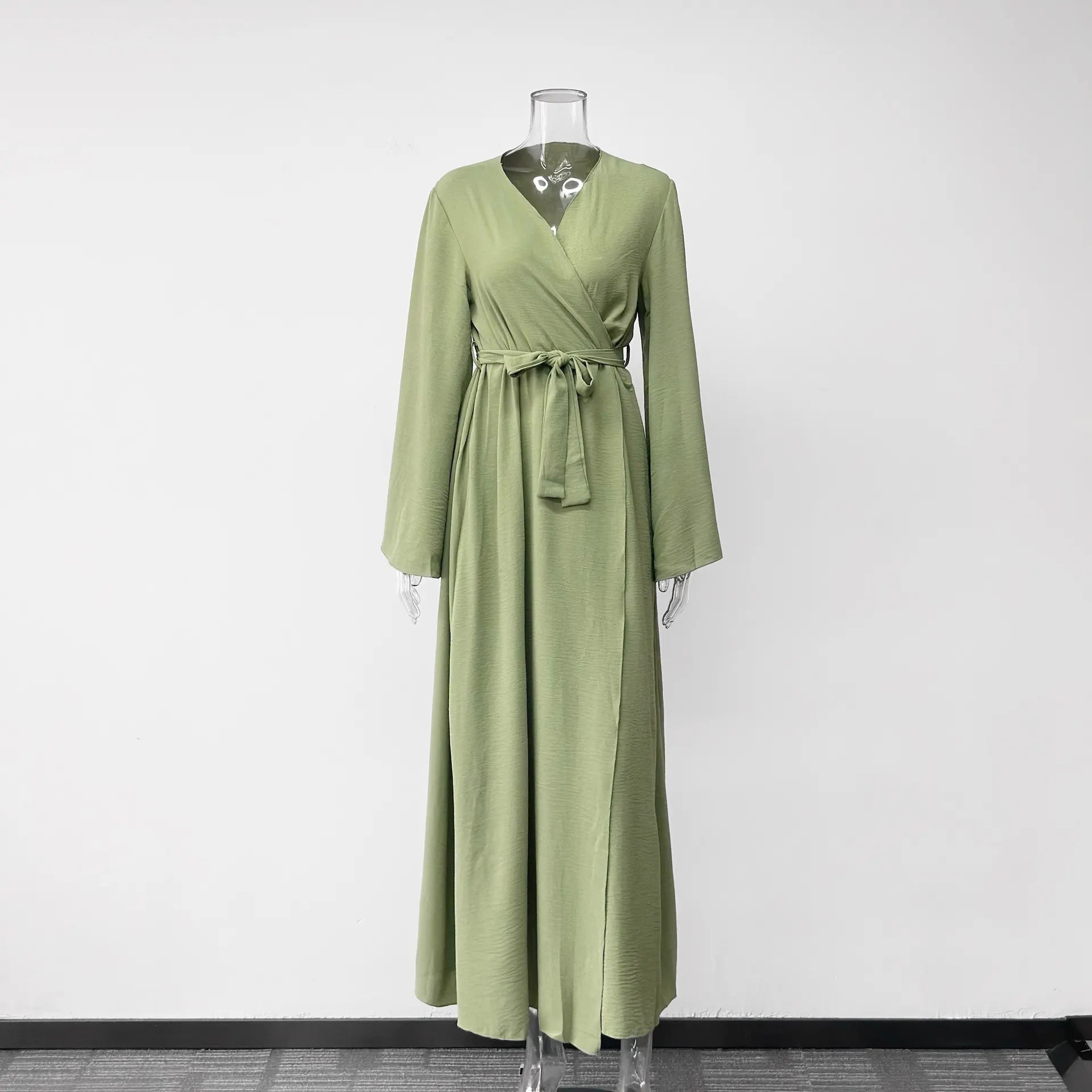 Pink Wrap V-Neck Belted Maxi Dress