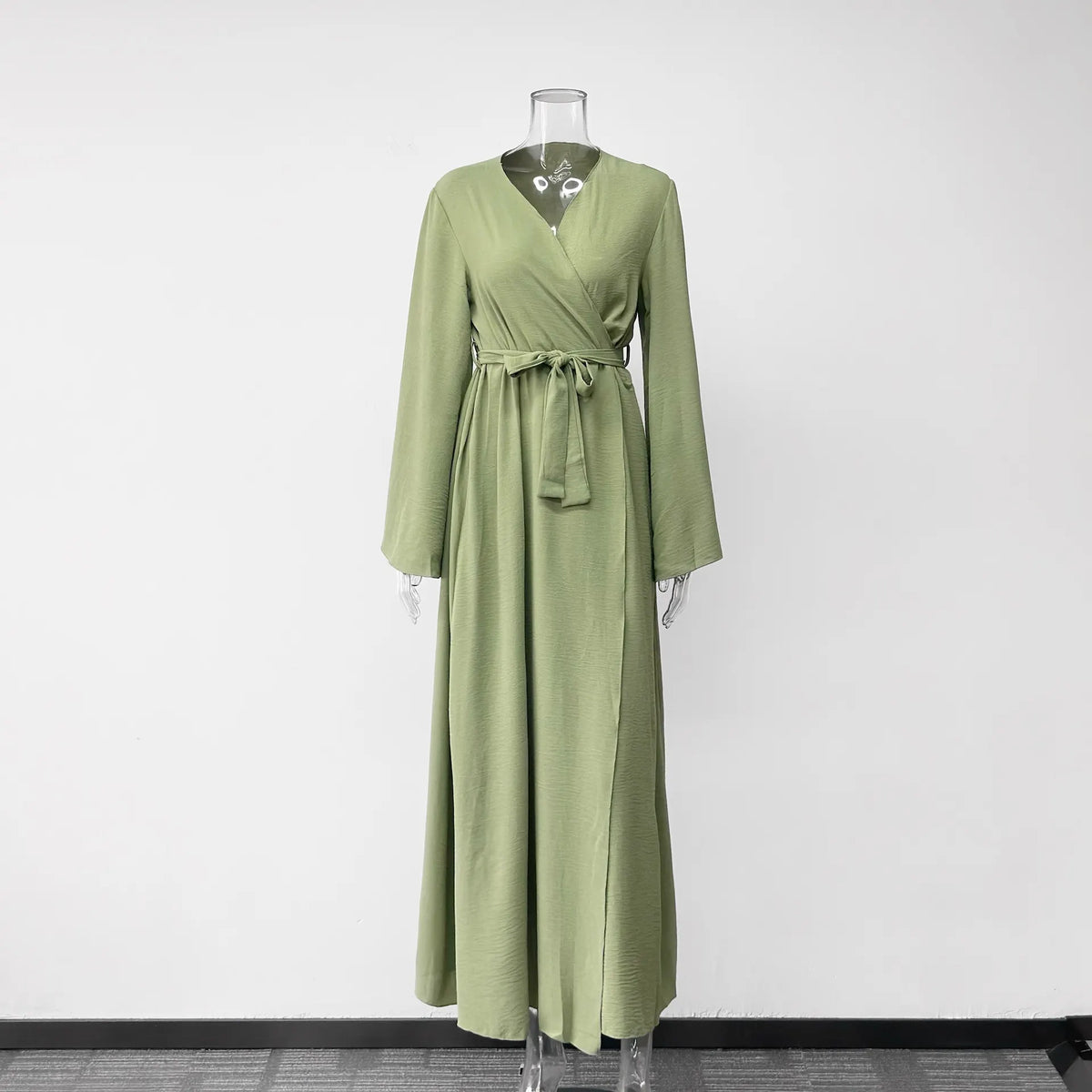 Pink Wrap V-Neck Belted Maxi Dress