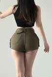 Casual High Waist Zip Shorts
