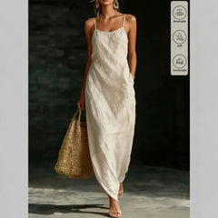 Square Neck Asymmetric Hem Sleeveless Slip Maxi Dress