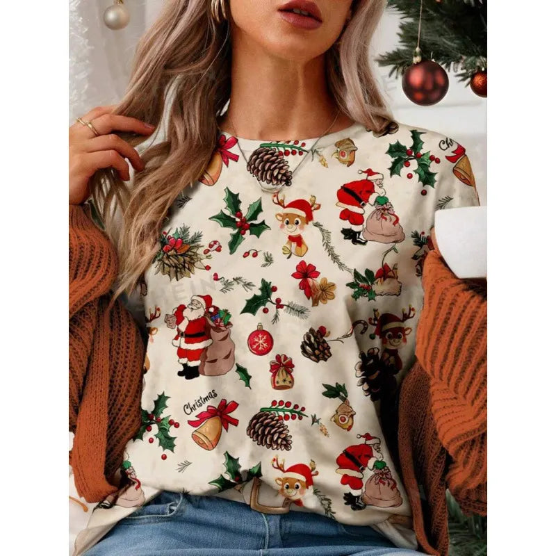 Halloween Western Cowboy Cactus Print Crew Neck Short Sleeve T‑Shirt