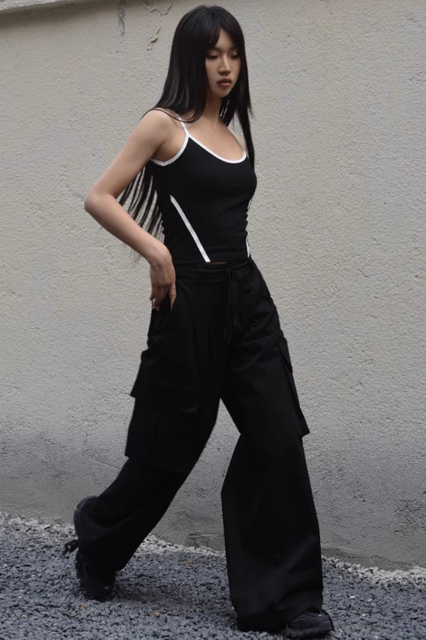 Contrast Side Spaghetti Strap Cami Top