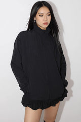Zip Detail Pocket Side Solid Sport Windbreaker
