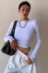 Unique Backless Strappy T-Shirt Long Sleeve Top
