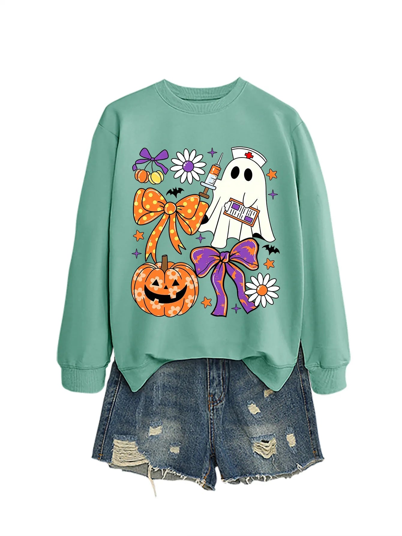 Nurse Ghost Halloween Crewneck Sweatshirt