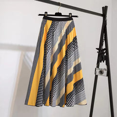 Printed Pleated Midi Skirt
