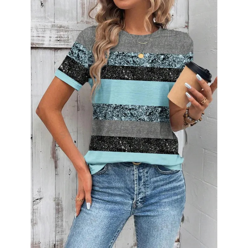Halloween Western Cowboy Cactus Print Crew Neck Short Sleeve T‑Shirt