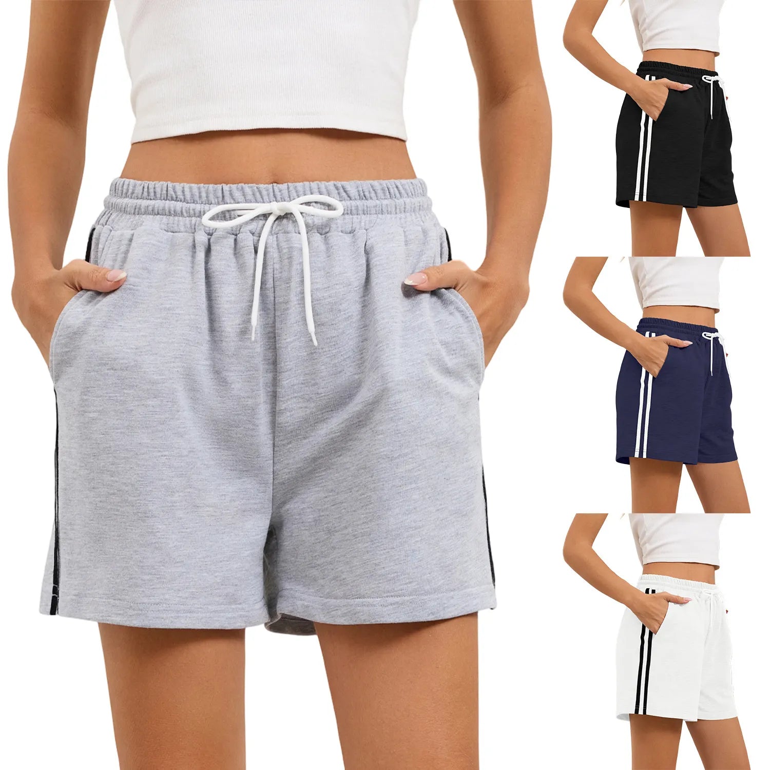 Striped Casual Sweat Shorts