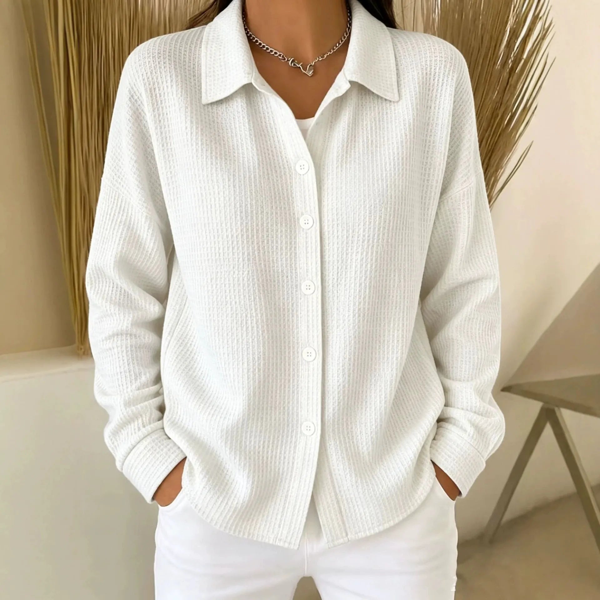 Solid Color Lapel Shirt