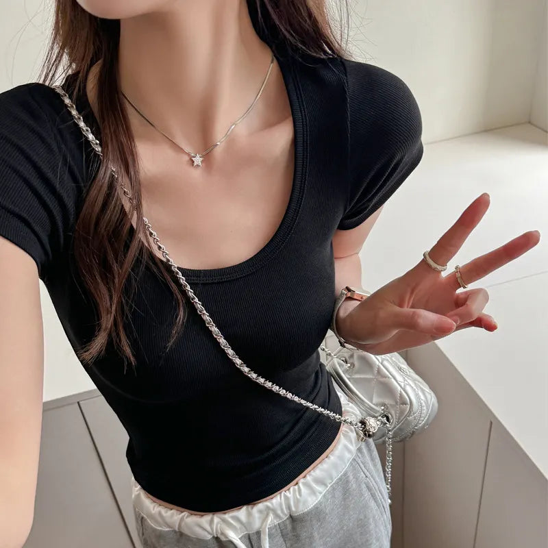 U-Neck Short Sleeve Slim Modal Basic Tee