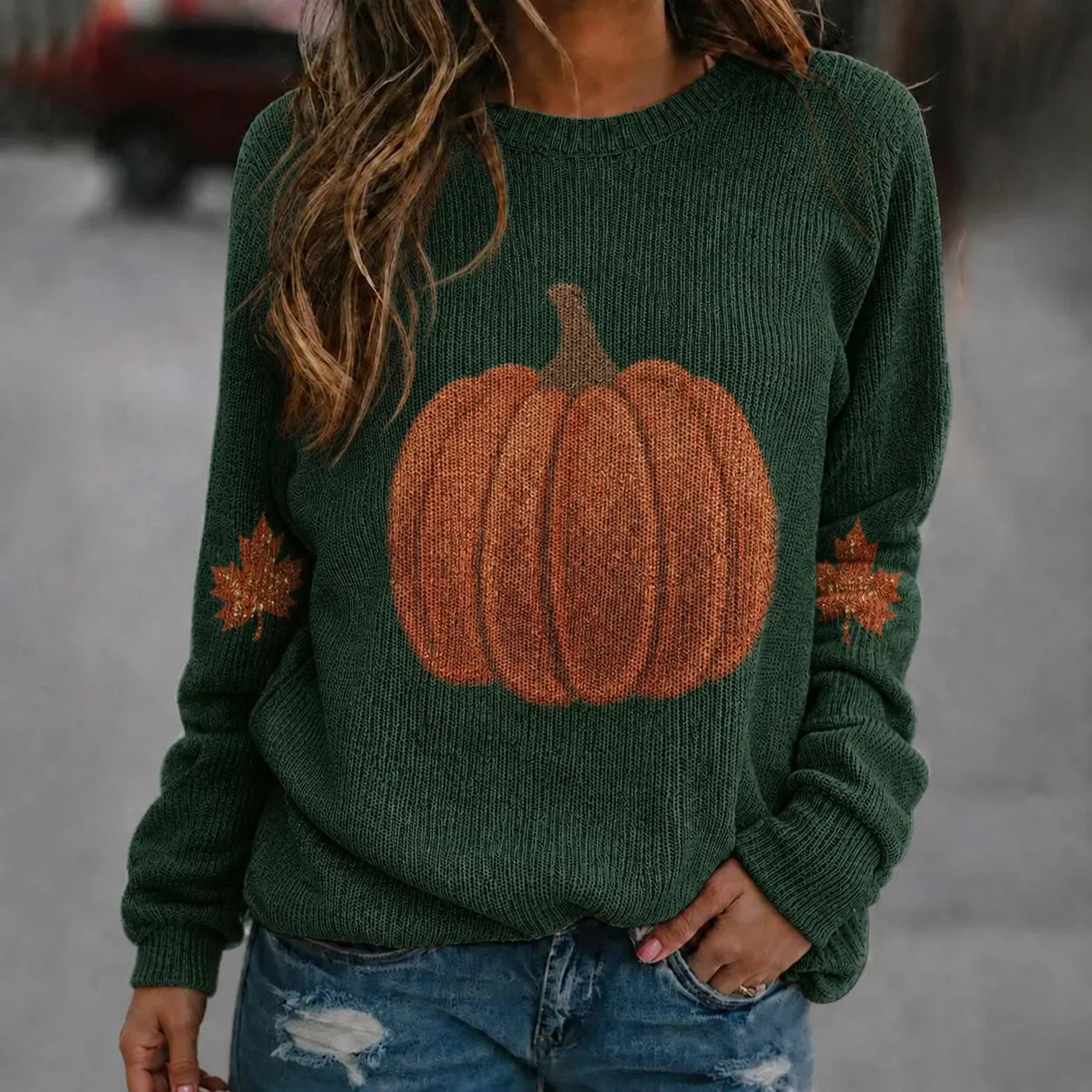 Halloween Ghost Pumpkin Crew Neck Sweater