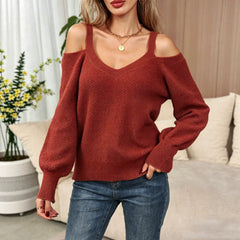 Textured Long Sleeve V-Neck Casual Sweater