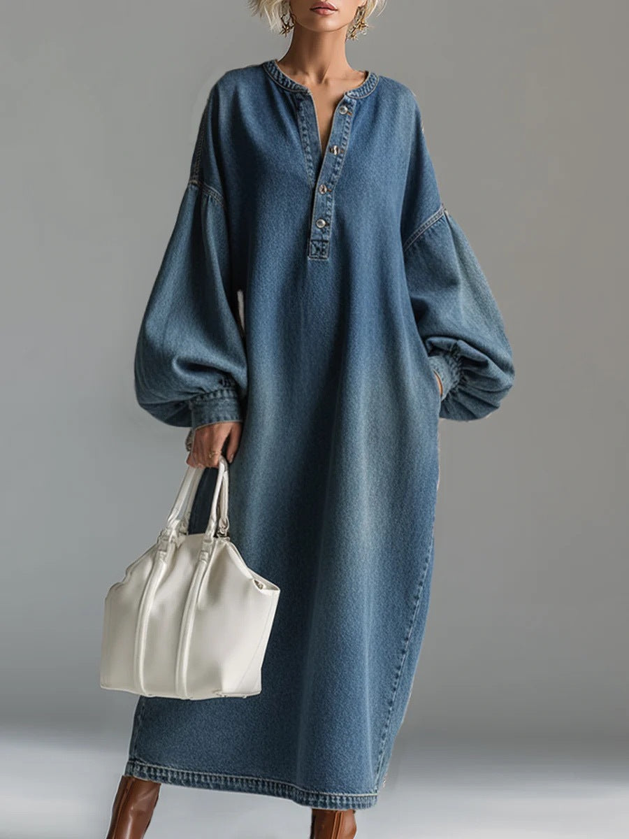 Oversized Denim Maxi Dress