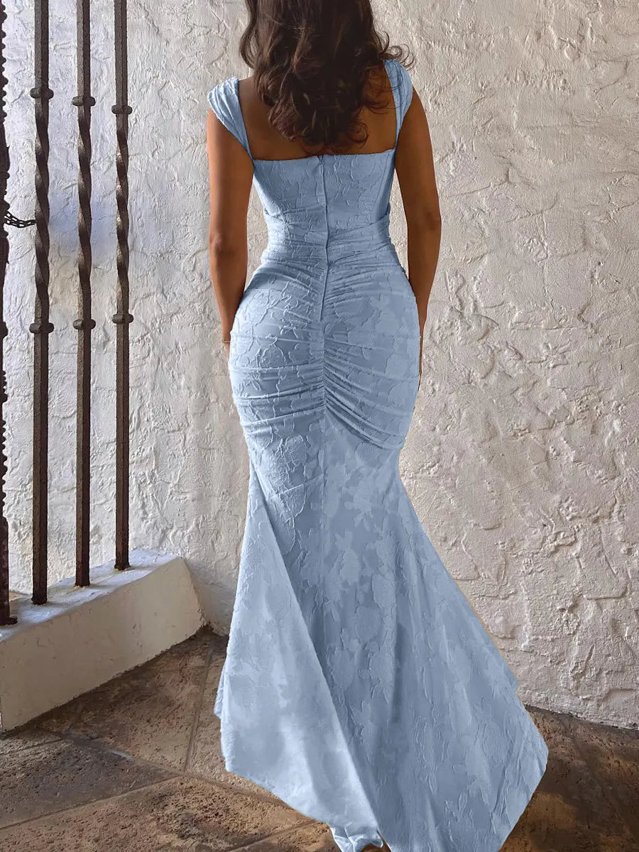 Textured Floral Corset Mermaid Maxi Dress