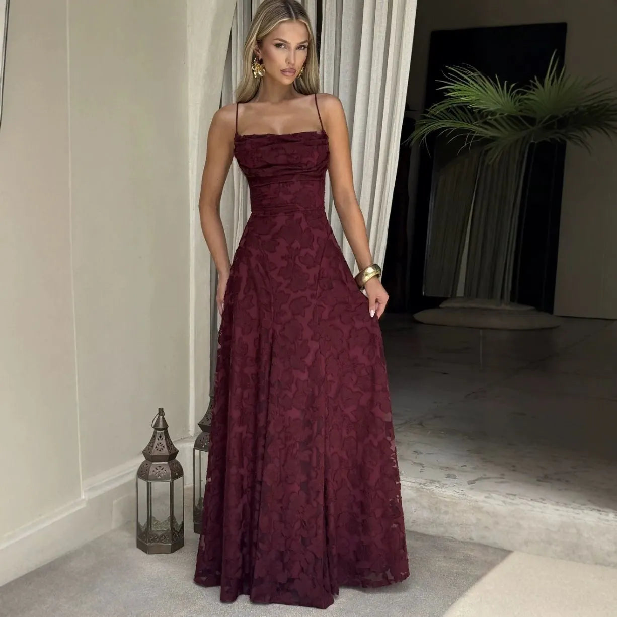 Lace Floral Maxi Dress
