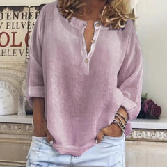 3/4 Rolled Sleeve Casual Loose Fit Top
