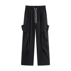 High Waist Drawstring Cargo Straight Casual Pants