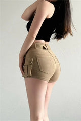 Casual High Waist Zip Shorts