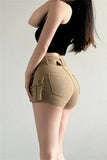 Casual High Waist Zip Shorts