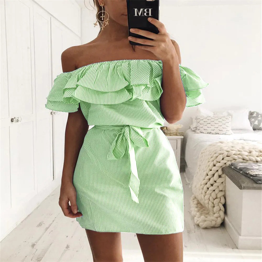 Off Shoulder Ruffle Mini Dress