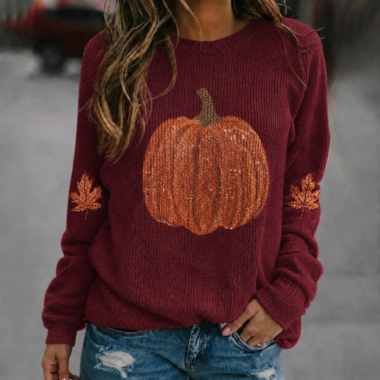 Halloween Ghost Pumpkin Crew Neck Sweater