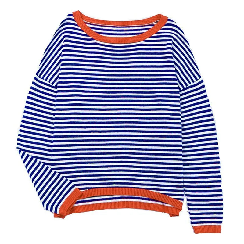 Striped Round Neck Loose Pullover Sweater