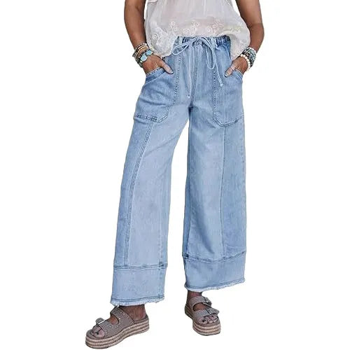 High Waist Loose Cropped Jeans