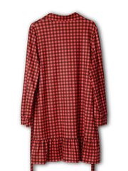 Plus Size Red Plaid Ruffle Hem Shirt Dress