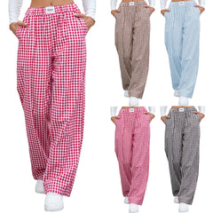 Gingham High Waist Wide Leg Pants