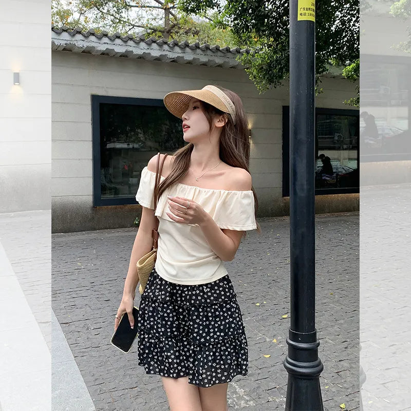Solid Cream Elegant Boat Neck Fitted Casual Blouse