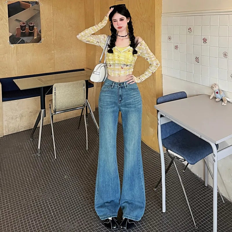 High Waist Micro Stretch Vintage Flare Denim Jeans