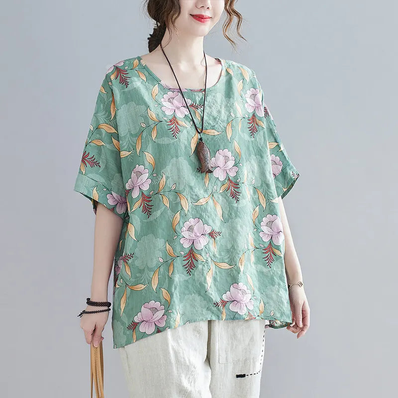 Abstract Print Loose Tunic Top