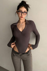 V-Neck Long Sleeve Bodysuit